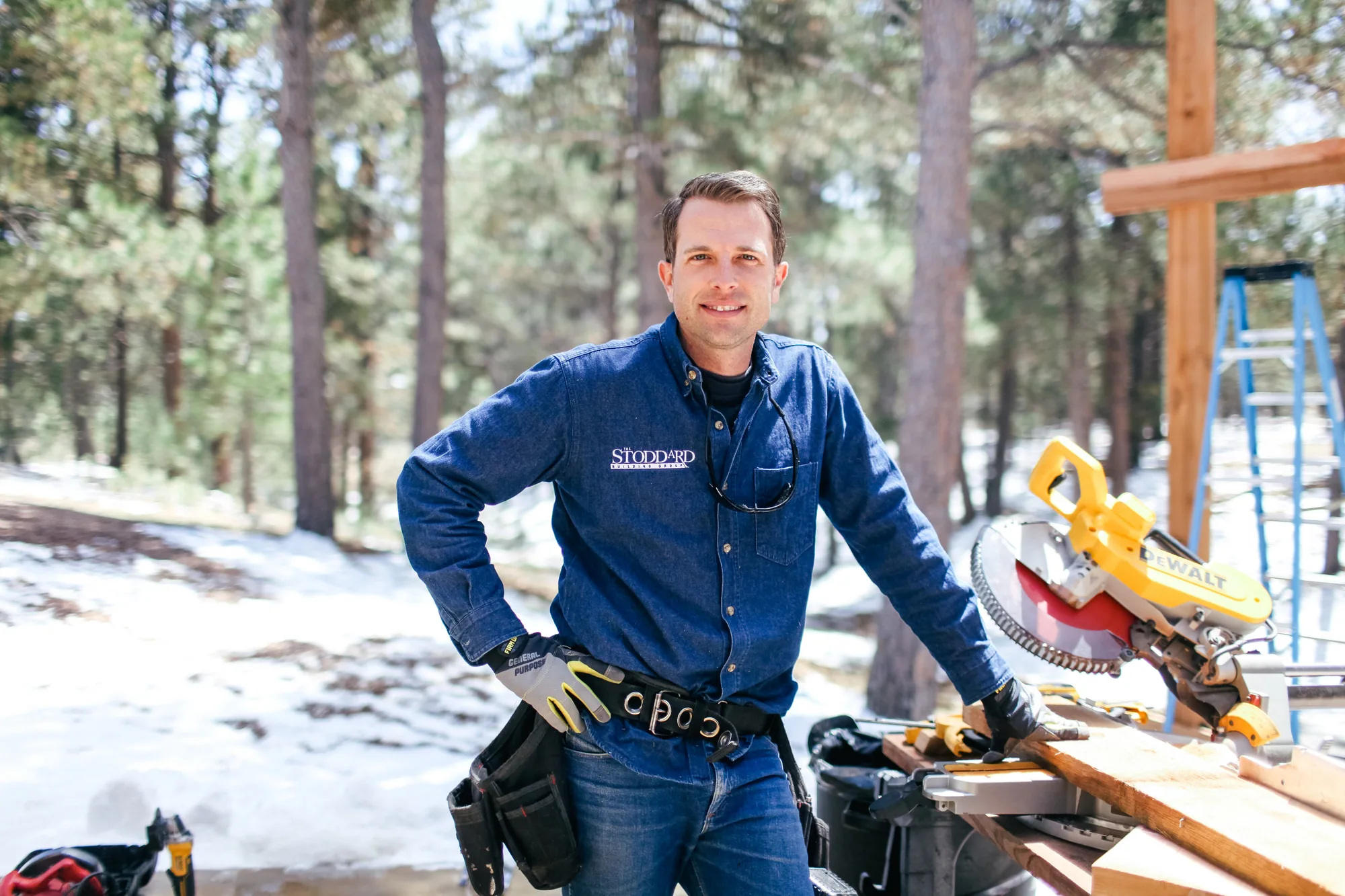 Collin Stoddard at the mitre saw